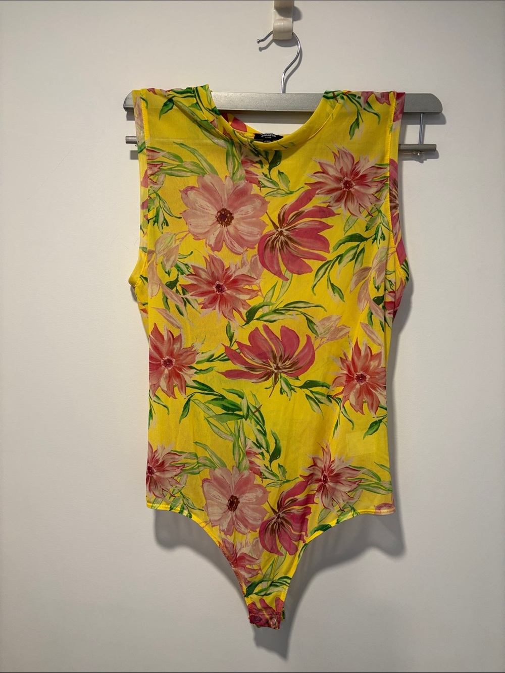Express Yellow Floral Sleeveless Bodysuit